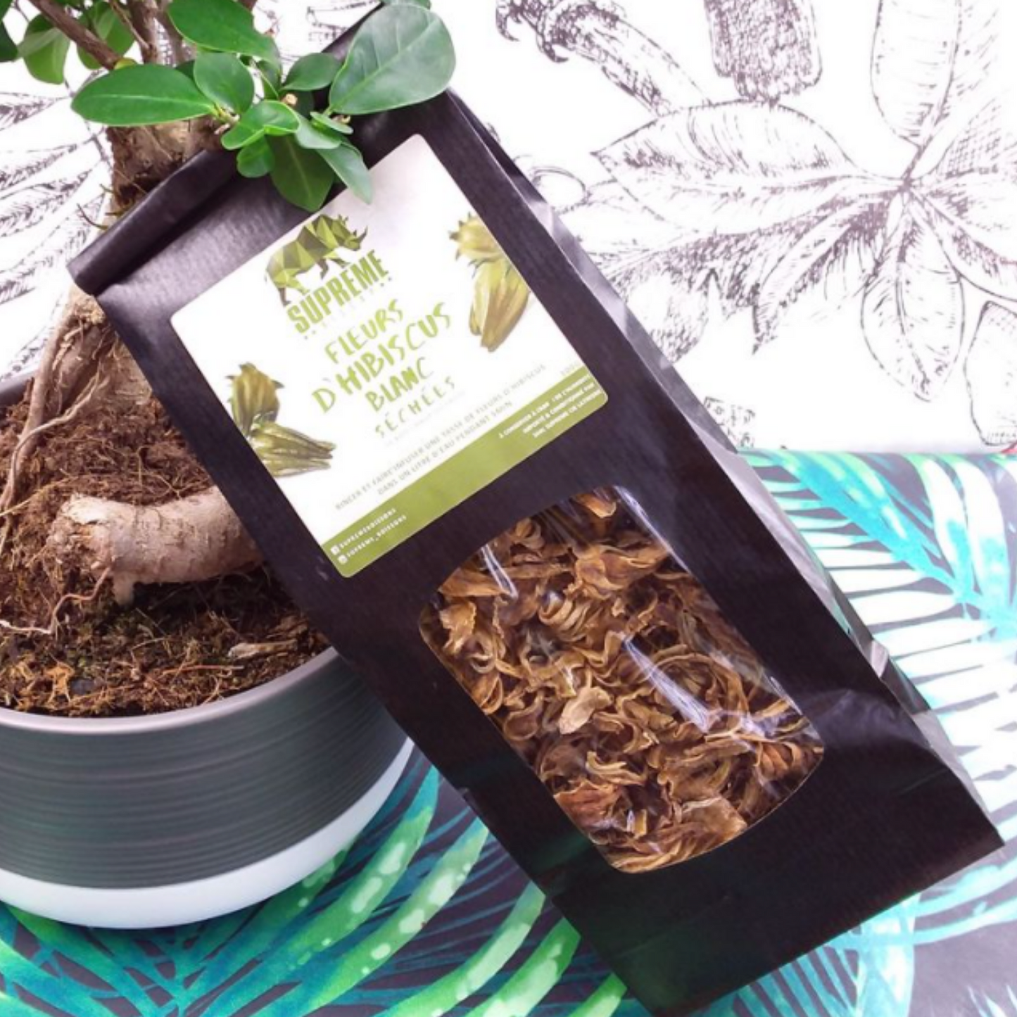 FLEURS D'HIBISCUS SÉCHÉES BLANCS - 100g