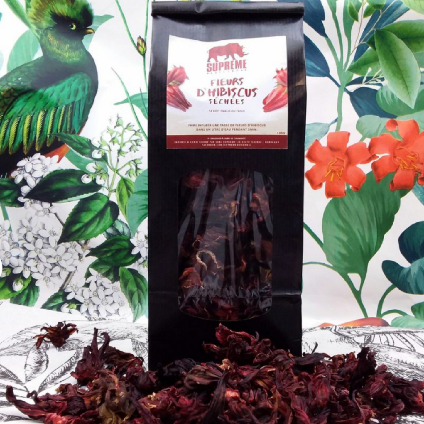 FLEURS D'HIBISCUS SÉCHÉES ROUGES - 100g - BIO